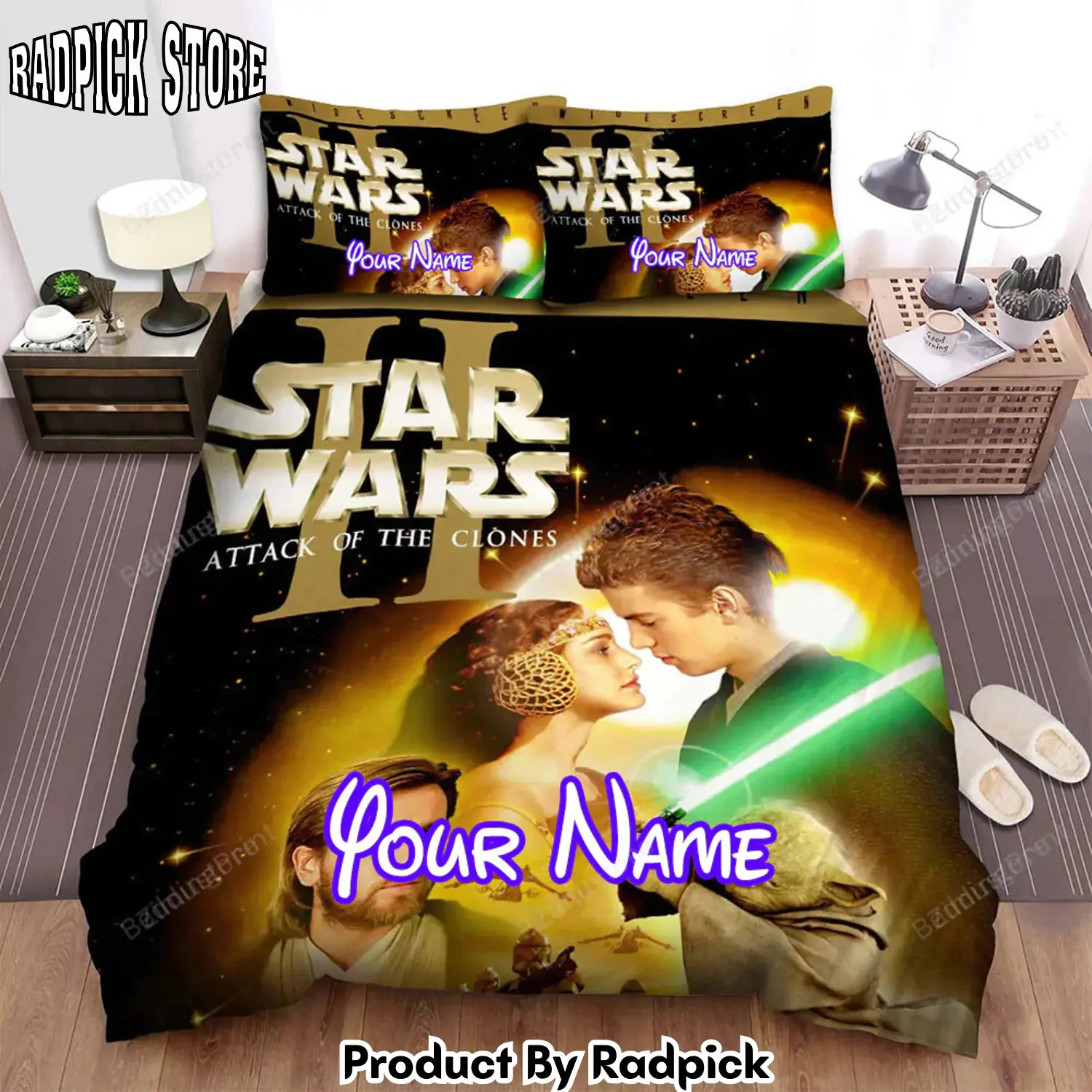 Radpick star wars episode ii attack of the clones widescreen movie poster bed sheets duvet cover rp3271955